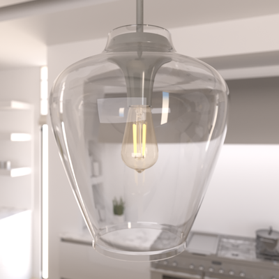 Vidria 12-inch 1-light Brushed Nickel Pendant with Clear Glass