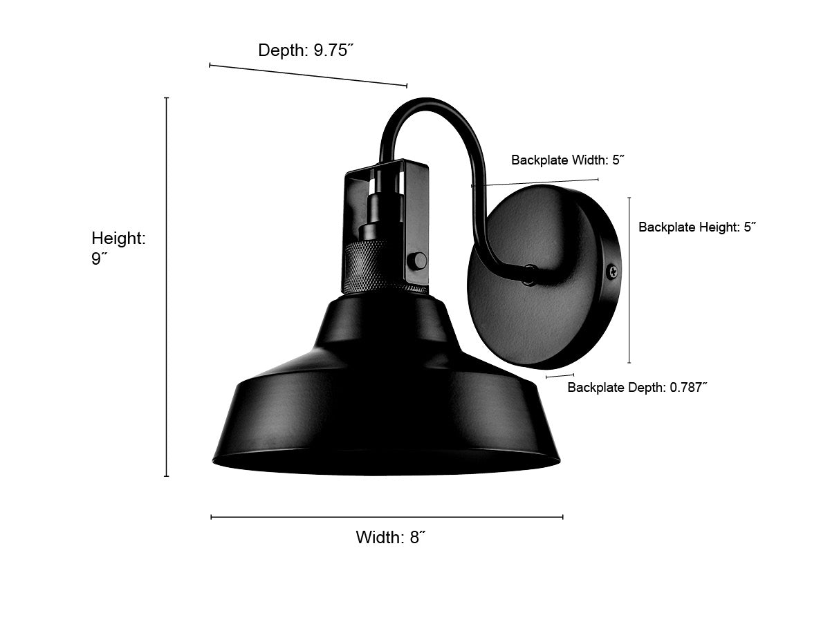 8'' Axell Powder Coated Black 1 Light Wall Sconce
