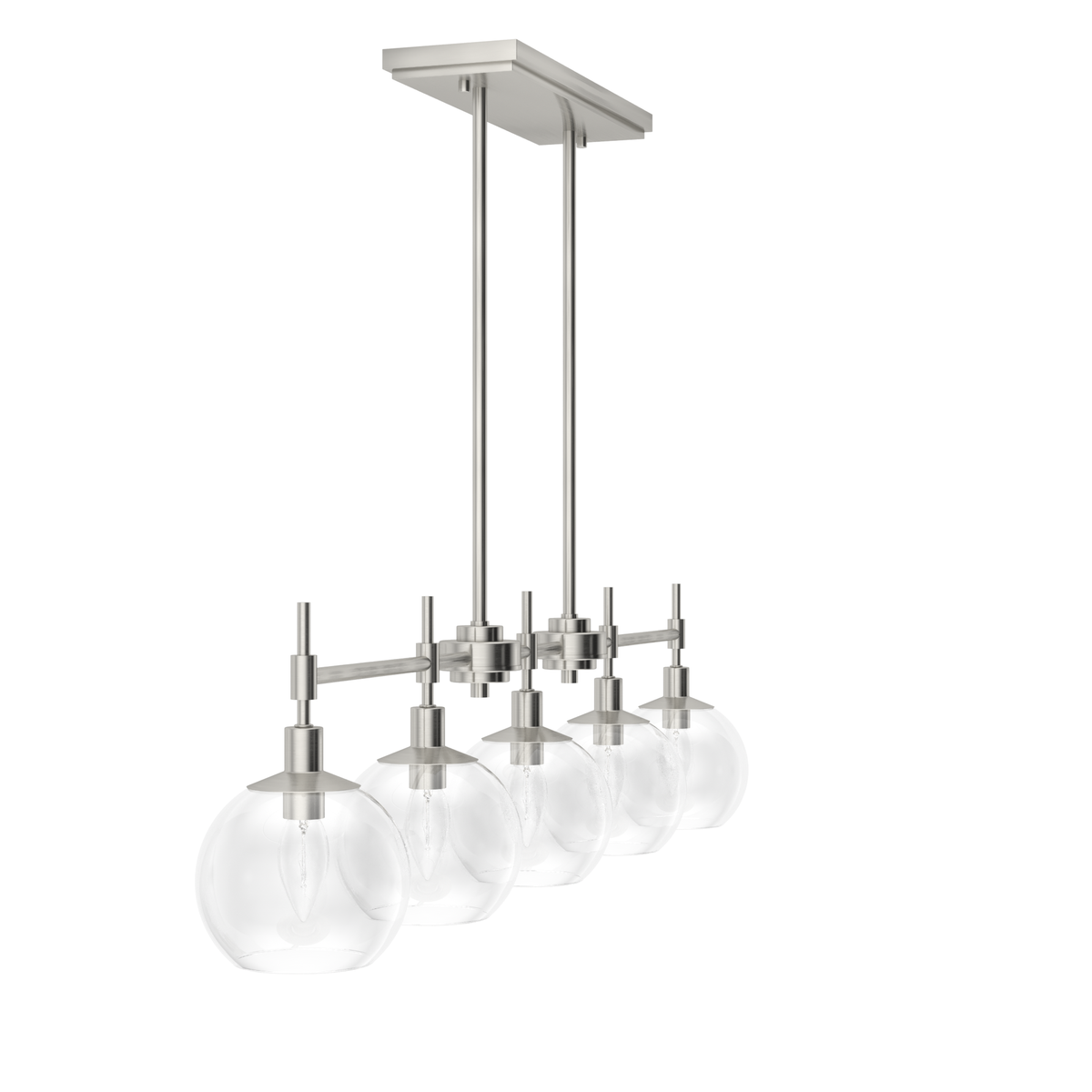 Xidane 42.25-inch 5-light Brushed Nickel Linear Chandelier with Clear Glass
