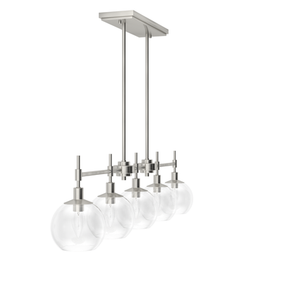 Xidane 42.25-inch 5-light Brushed Nickel Linear Chandelier with Clear Glass
