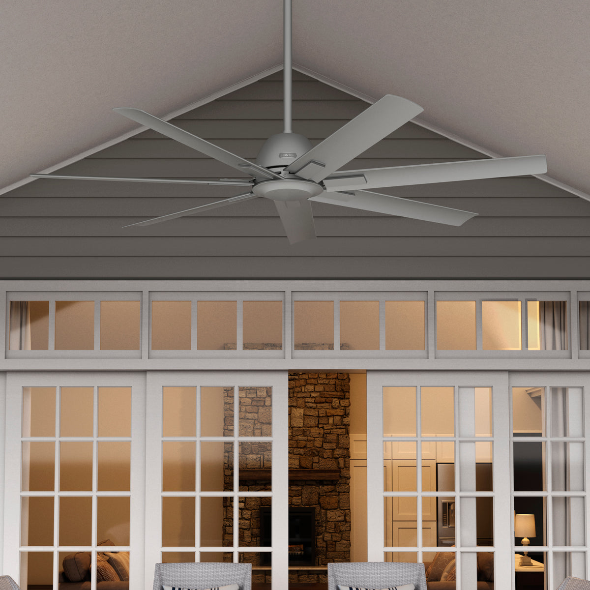 60 inch Downtown ENERGY STAR® Matte Silver Damp Rated Ceiling Fan and Wall Control