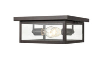 12-inch Evanton Powder Coated Bronze 2-Light Outdoor Flush Mount Ceiling Light with Clear Glass
