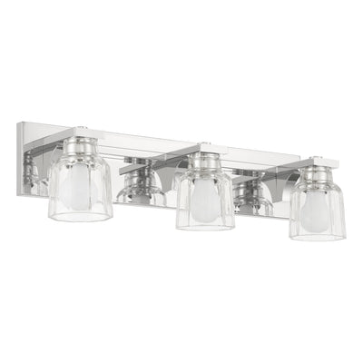 Dryden 24-inch 3-light Polished Nickel Vanity Light with Clear Ribbed Glass Shades