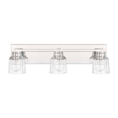 Dryden 24-inch 3-light Polished Nickel Vanity Light with Clear Ribbed Glass Shades