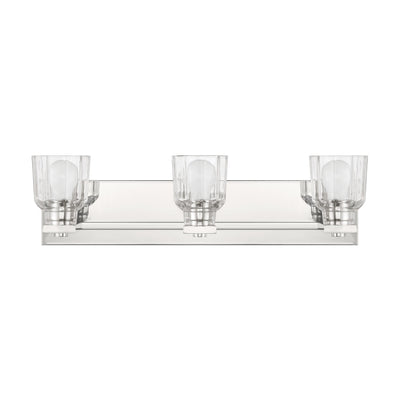 Dryden 24-inch 3-light Polished Nickel Vanity Light with Clear Ribbed Glass Shades