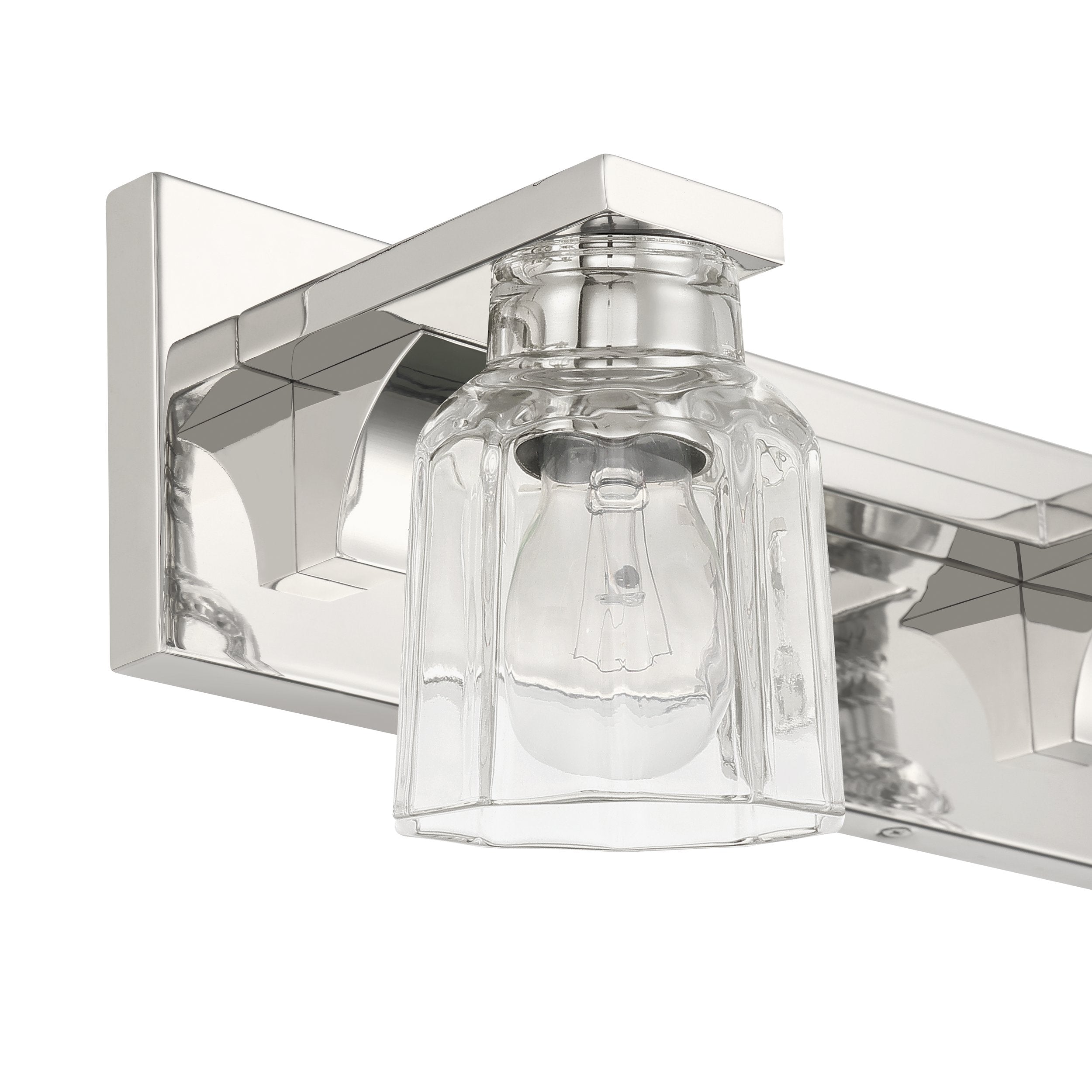 Dryden 24-inch 3-light Polished Nickel Vanity Light with Clear Ribbed Glass Shades