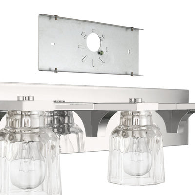 Dryden 24-inch 3-light Polished Nickel Vanity Light with Clear Ribbed Glass Shades