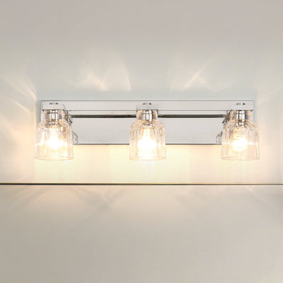Dryden 24-inch 3-light Polished Nickel Vanity Light with Clear Ribbed Glass Shades