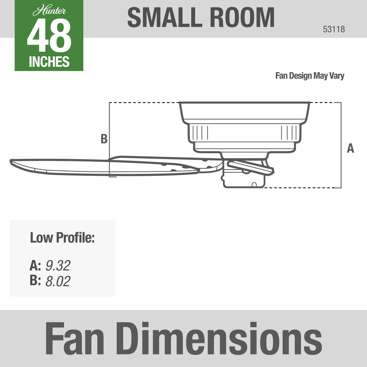 48 inch Sea Wind Matte Black Low Profile Damp Rated Ceiling Fan and Pull Chain