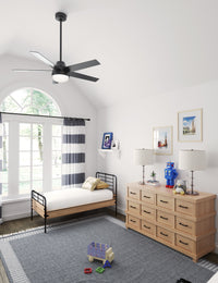 52 inch Aerodyne Wi-Fi Matte Black Ceiling Fan with LED Light Kit and Handheld Remote