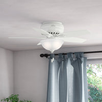 42 inch Newsome Fresh White Low Profile Ceiling Fan with LED Light Kit and Pull Chain