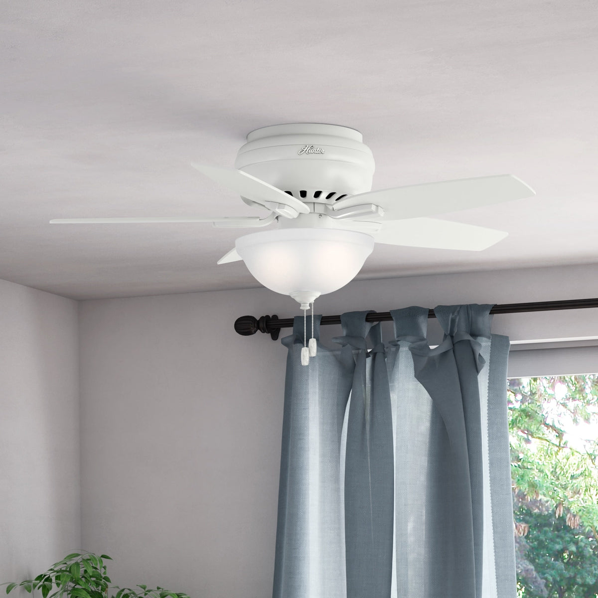 42 inch Newsome Fresh White Low Profile Ceiling Fan with LED Light Kit and Pull Chain