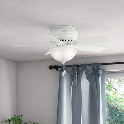 42 inch Newsome Fresh White Low Profile Ceiling Fan with LED Light Kit and Pull Chain