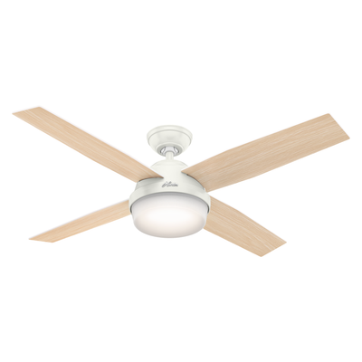52 inch Dempsey Fresh White Damp Rated Ceiling Fan with LED Light Kit and Handheld Remote
