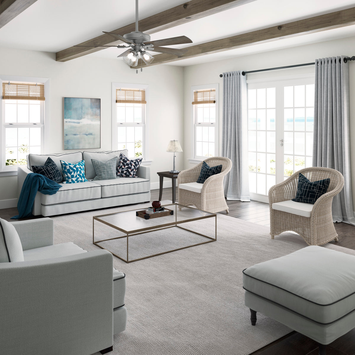 52 inch Crestfield Matte Silver Ceiling Fan with LED Light Kit and Pull Chain