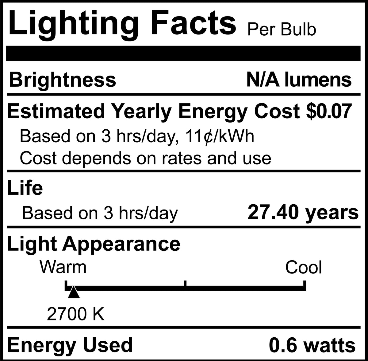 C9 0.6W Non-Dimmable Clear LED Light Bulb with E17 Base, 2700K, 25-Pack, Damp Rated