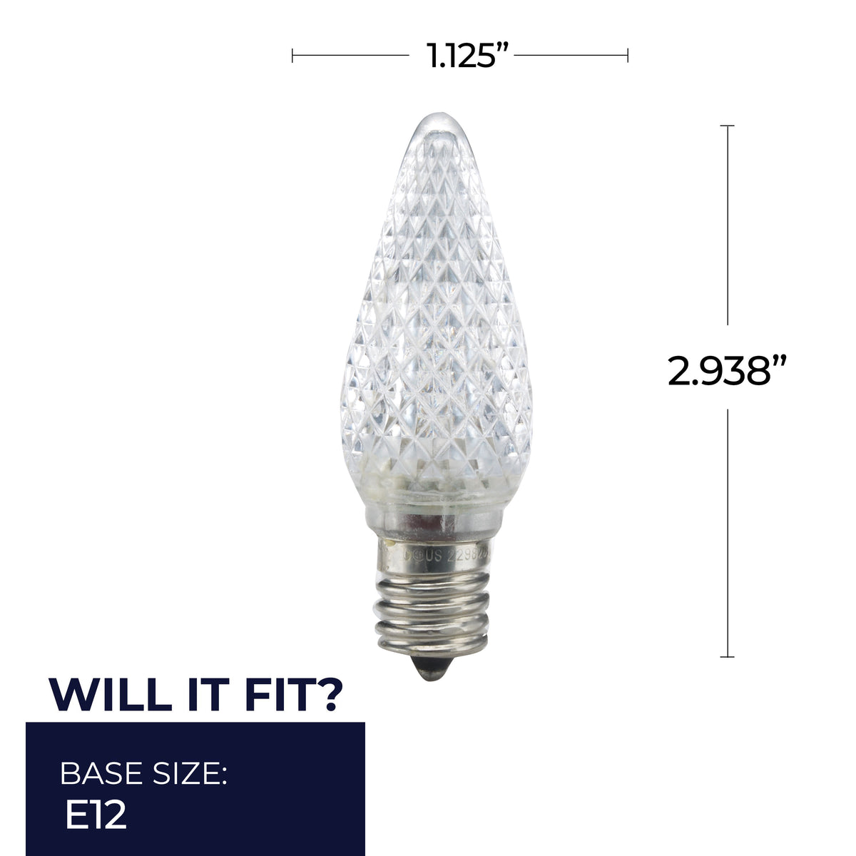 C9 0.6W Non-Dimmable Clear LED Light Bulb with E17 Base, 2700K, 25-Pack, Dry Rated