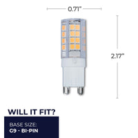 T6 4.5W Dimmable Clear LED Light Bulb with G9 Base, 3000K, 400 Lumens, 2-Pack