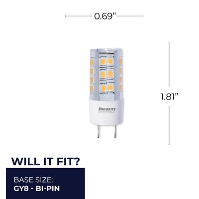 T6 4.5W Dimmable Clear LED Light Bulb with GY8 Base, 2700K, 400 Lumens, 2-Pack