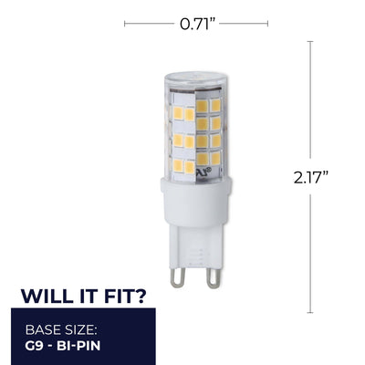 T6 4.5W Dimmable Clear LED Light Bulb with G9 Base, 2700K, 400 Lumens, 2-Pack