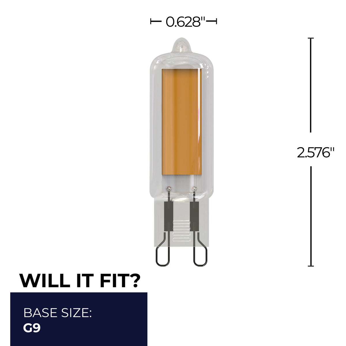T5 4W Dimmable Clear Filament LED Light Bulb with G9 Base, 3000K, 450 Lumens, 4-Pack