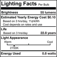 T3 0.8W Non-Dimmable Clear LED Light Bulb with FESTOON Base, 2700K, 55 Lumens, 12V, 3-Pack