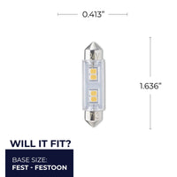 T3 0.8W Non-Dimmable Clear LED Light Bulb with FESTOON Base, 3000K, 55 Lumens, 24V, 3-Pack