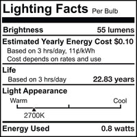 T3 0.8W Non-Dimmable Clear LED Light Bulb with FESTOON Base, 2700K, 55 Lumens, 24V, 3-Pack