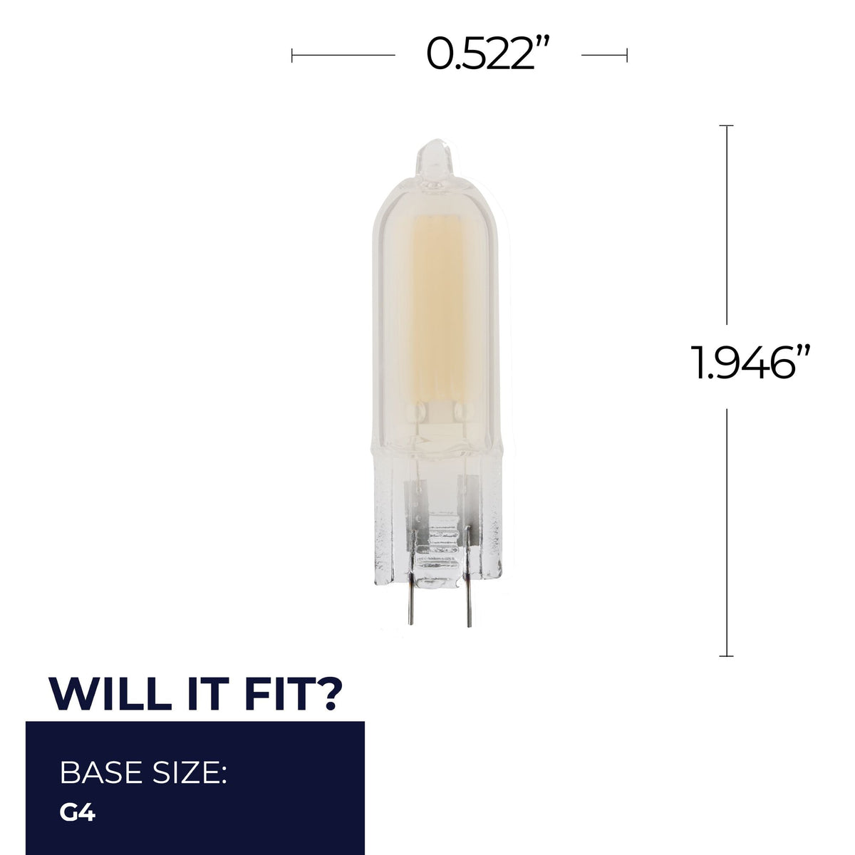 T5 1.8W Dimmable Frost Filament LED Light Bulb with G4 Base, 3000K, 140 Lumens, 12V, 4-Pack