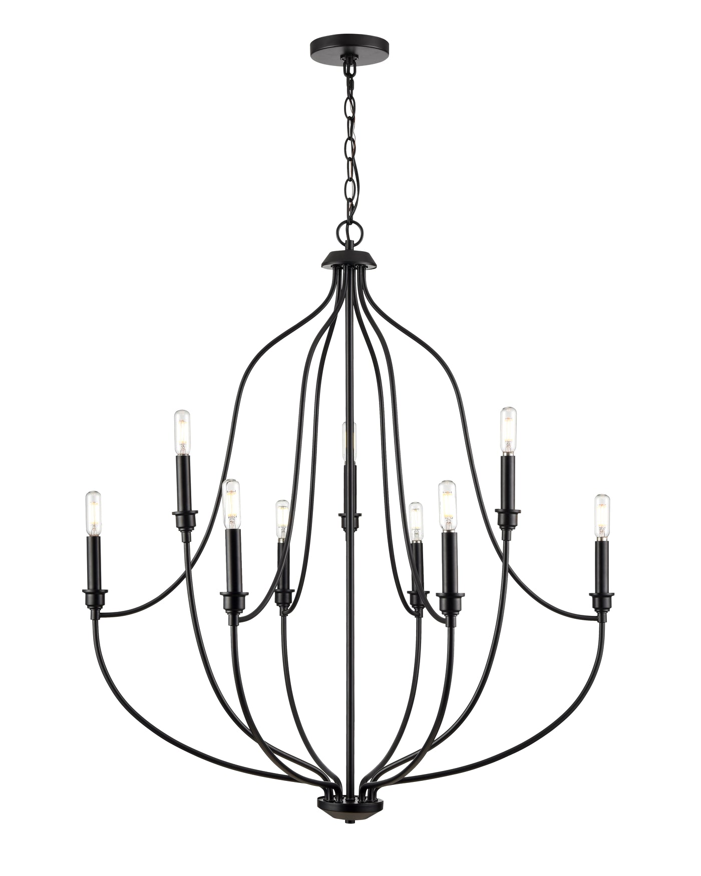 37.25'' Senoia Matte Black 9 Light Chandelier