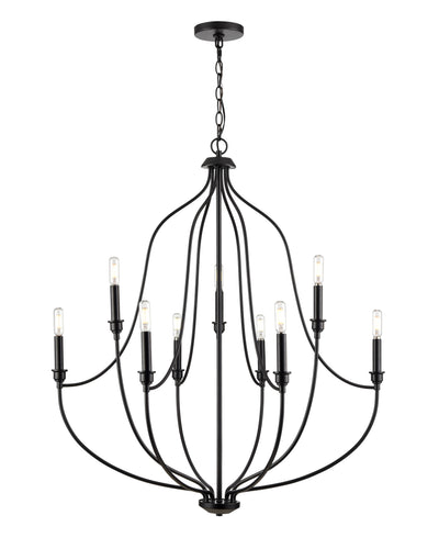 37.25'' Senoia Matte Black 9 Light Chandelier