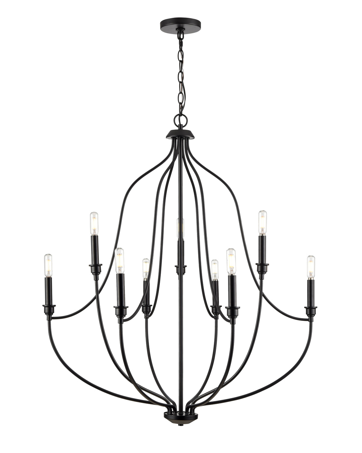 37.25'' Senoia Matte Black 9 Light Chandelier