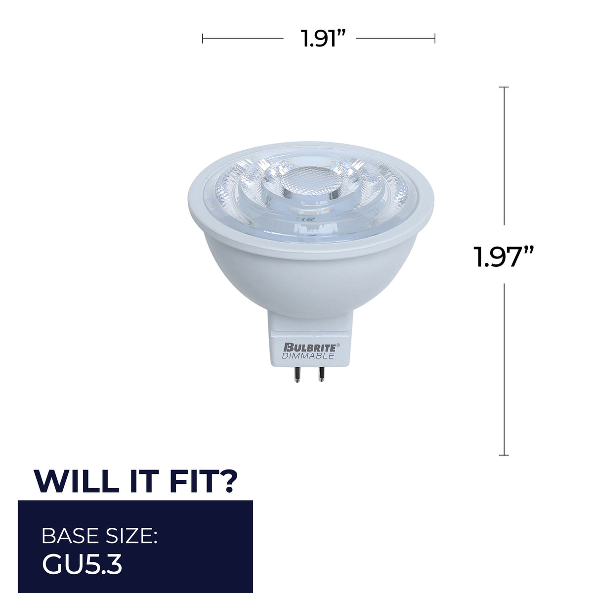 MR16 Dimmable White LED Light Bulb with GU5.3 Base, 3000K, 570 Lumens, 4-Pack
