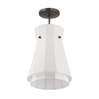 Bryony 12-inch 1-light Forged Bronze Convertible Pendant with White Synthetic Silk Shade