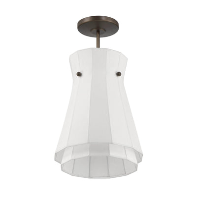 Bryony 12-inch 1-light Forged Bronze Convertible Pendant with White Synthetic Silk Shade