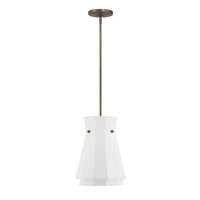 Bryony 12-inch 1-light Forged Bronze Convertible Pendant with White Synthetic Silk Shade
