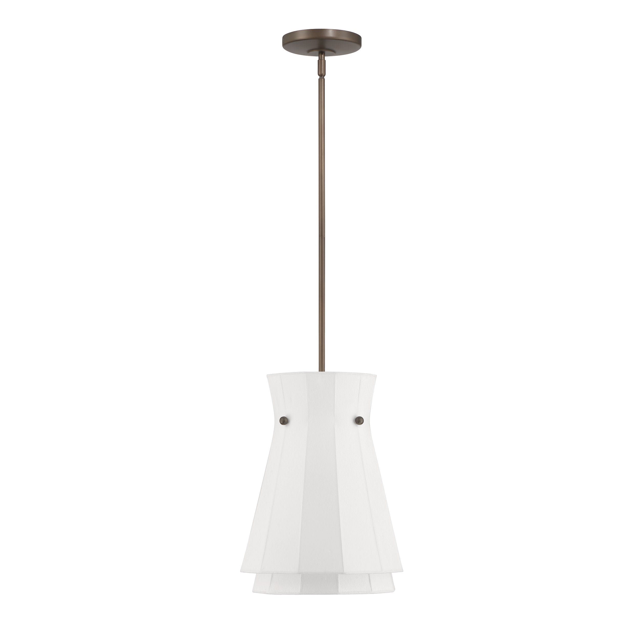 Bryony 12-inch 1-light Forged Bronze Convertible Pendant with White Synthetic Silk Shade