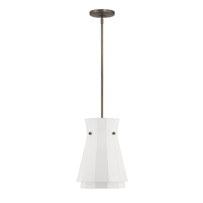 Bryony 12-inch 1-light Forged Bronze Convertible Pendant with White Synthetic Silk Shade