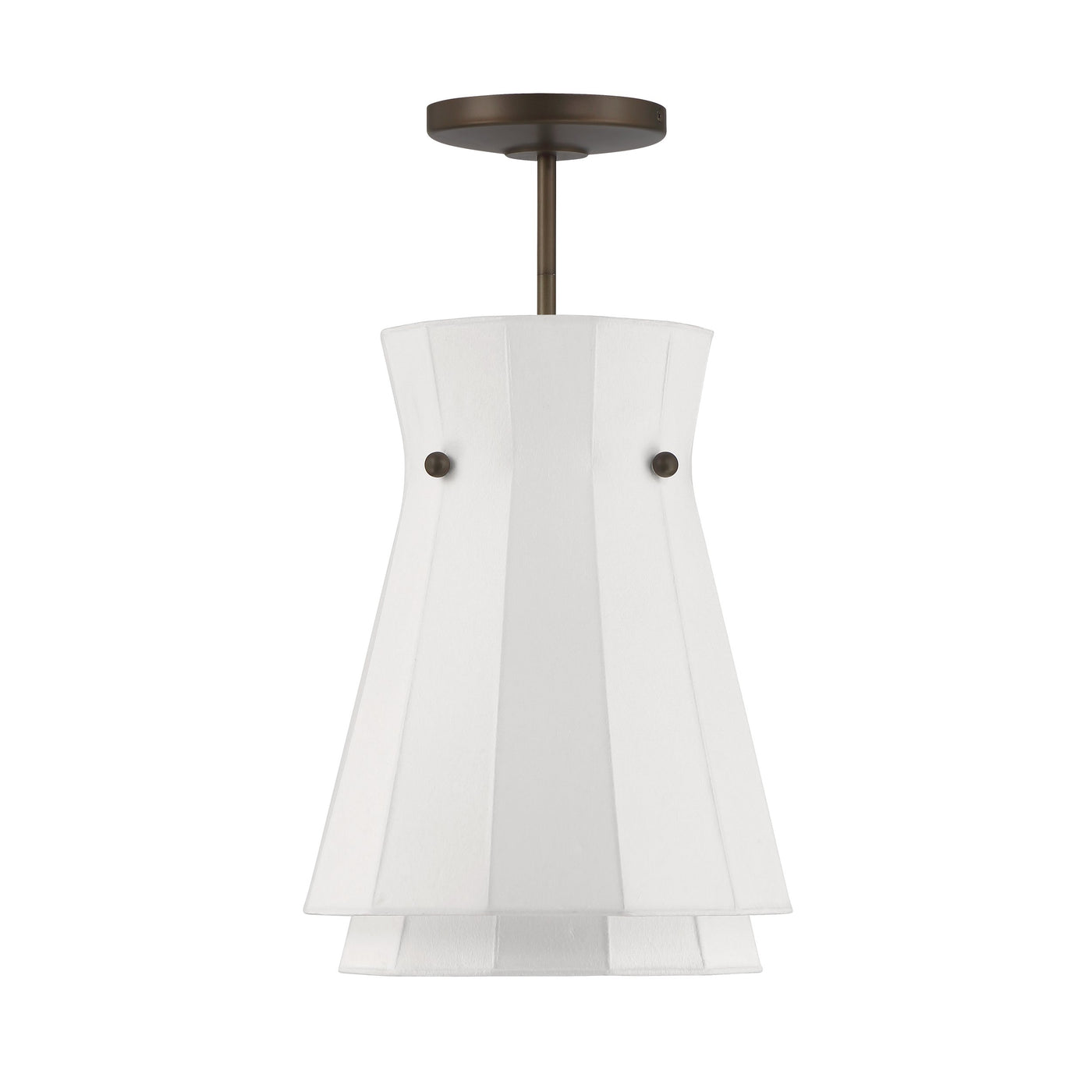 Bryony 12-inch 1-light Forged Bronze Convertible Pendant with White Synthetic Silk Shade