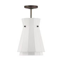 Bryony 12-inch 1-light Forged Bronze Convertible Pendant with White Synthetic Silk Shade