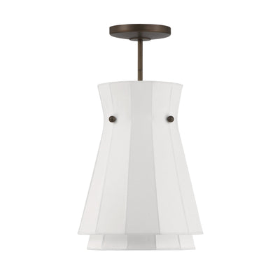 Bryony 12-inch 1-light Forged Bronze Convertible Pendant with White Synthetic Silk Shade