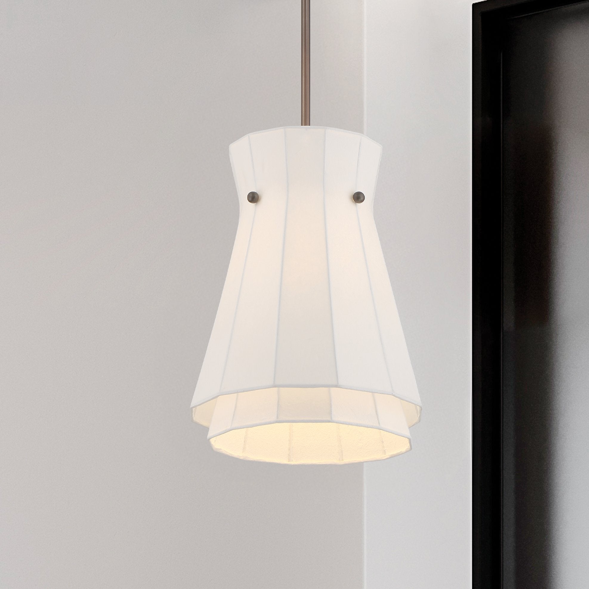 Bryony 12-inch 1-light Forged Bronze Convertible Pendant with White Synthetic Silk Shade