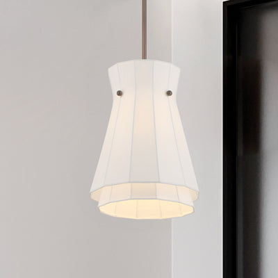 Bryony 12-inch 1-light Forged Bronze Convertible Pendant with White Synthetic Silk Shade