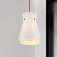 Bryony 12-inch 1-light Forged Bronze Convertible Pendant with White Synthetic Silk Shade