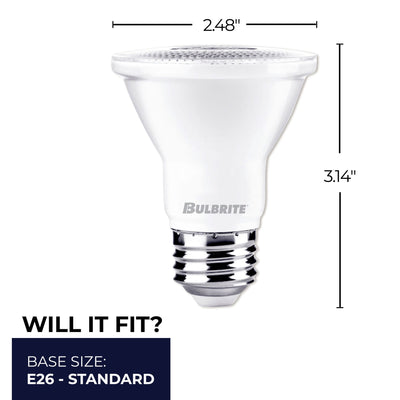 PAR20 7W Dimmable White LED Light Bulb with E26 Base, 3000K, 500 Lumens, Flood, 4-Pack