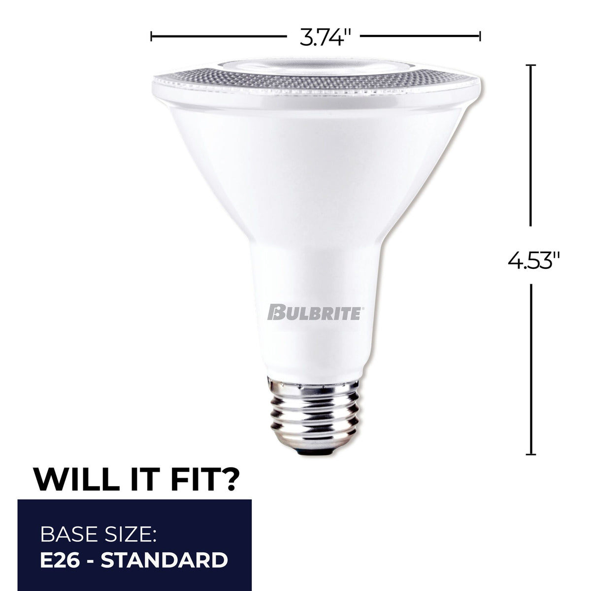 PAR30LN 10W Dimmable White LED Light Bulb with E26 Base, 4000K, 800 Lumens, Flood, 4-Pack