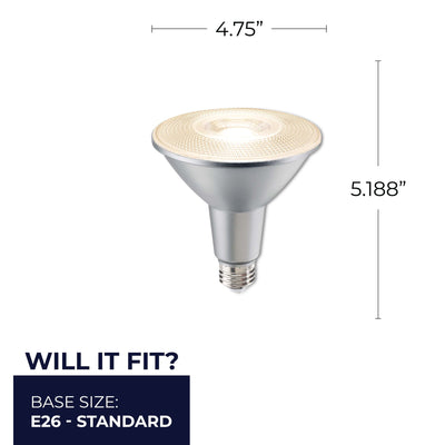 PAR38 15W Dimmable LED Light Bulb with E26 Base, 3000K, 1200 Lumens, Flood, 2-Pack