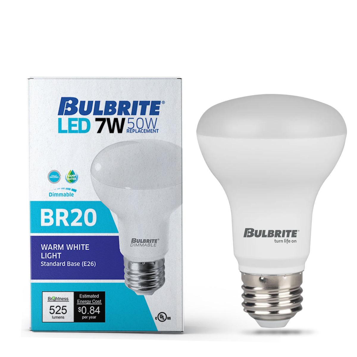 BR20 Dimmable Frost Filament LED Light Bulb with E26 Base, 2700K, 525 Lumens, 4-Pack