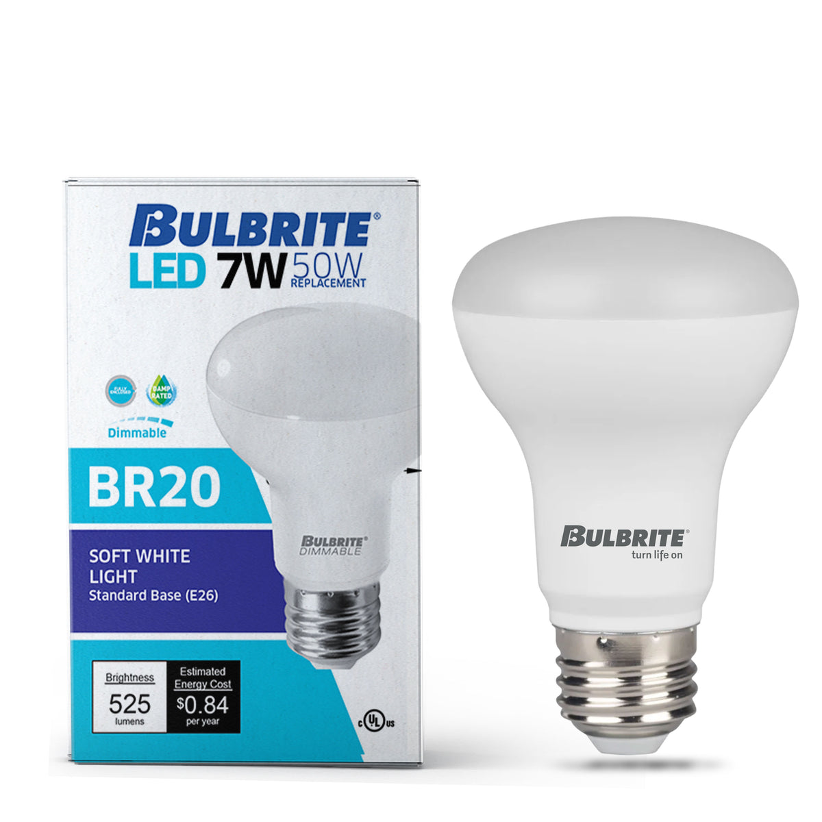 BR20 Dimmable Frost Filament LED Light Bulb with E26 Base, 3000K, 525 Lumens, 4-Pack