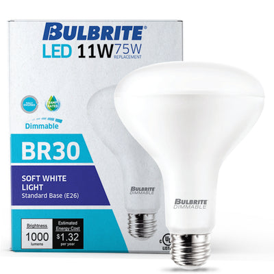 BR30 11W Dimmable Frost Filament LED Light Bulb with E26 Base, 3000K, 1000 Lumens, 4-Pack